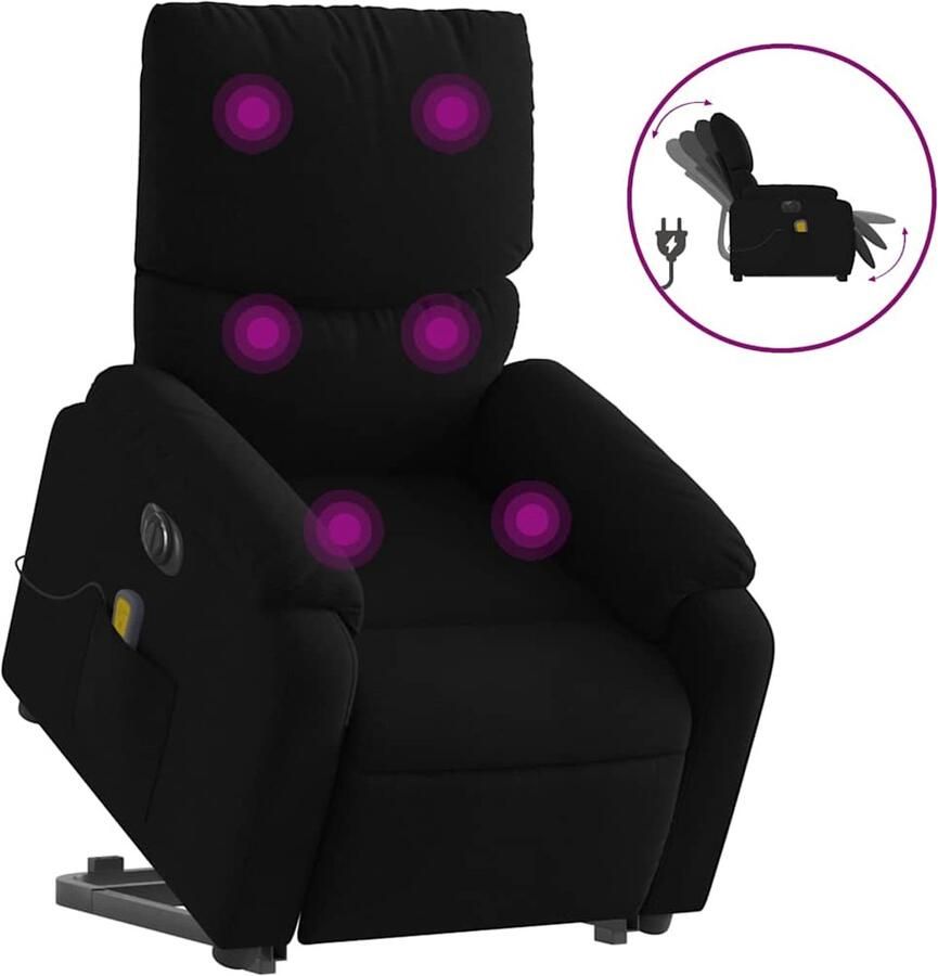 Vida XL vidaXL Sta-op-massagestoel elektrisch verstelbaar stof zwart-VXL-3204862 - Foto 3