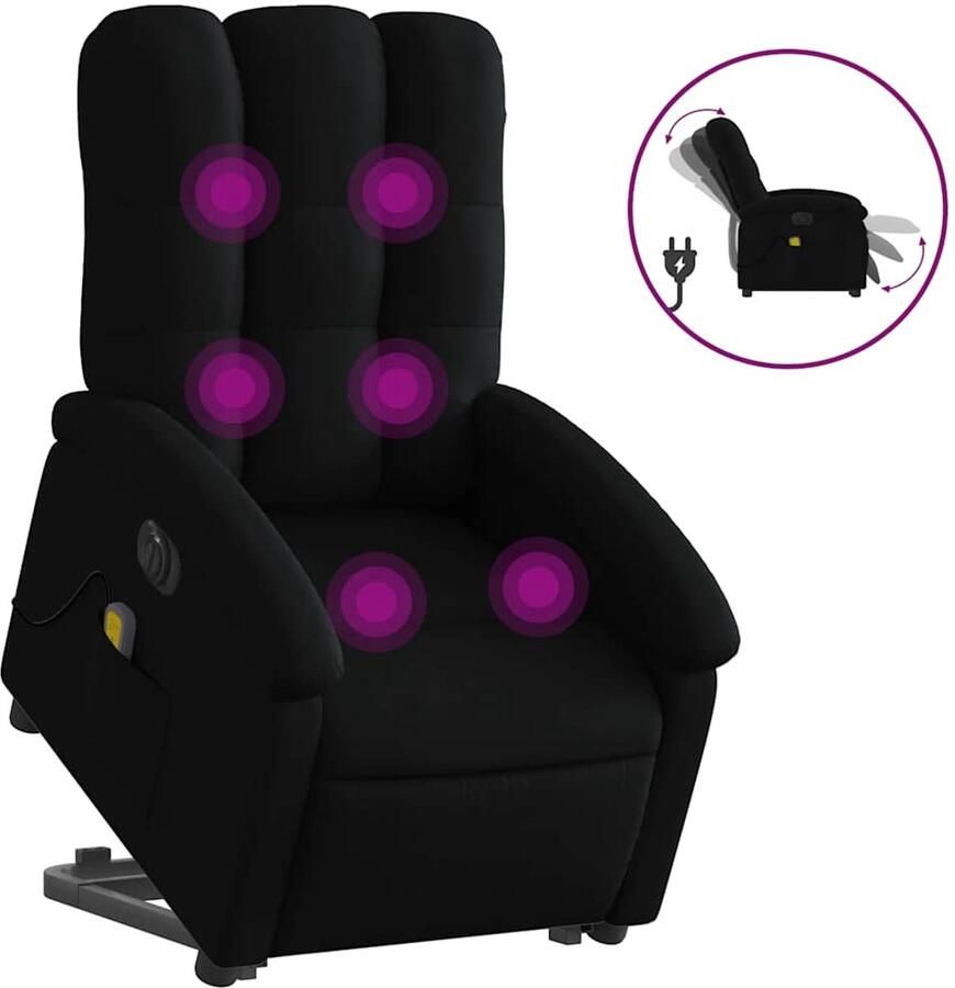 Vida XL vidaXL Sta-op-massagestoel elektrisch verstelbaar stof zwart-VXL-3204130 - Foto 3