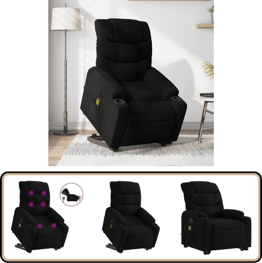 VidaXL Sta-op-massagestoel elektrisch zwart Elektrische Stoel Massagerstoel Sta Op Stoel Verstelbare Stoel Lounge Stoel