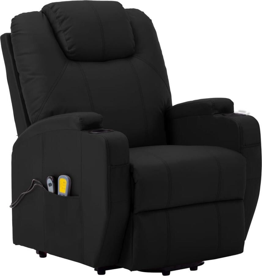 VidaXL Sta-op-massagestoel Kunstleer Zwart Massage Sta-opstoel Massagerstoel Fauteuil Elektrisch Ergonomische Stoel Comfortstoelen Relaxstoel Zithoek