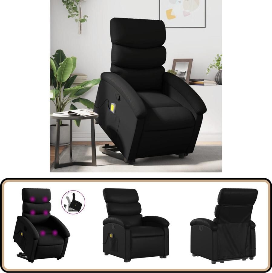 The Living Store Sta-op-massagestoel verstelbaar kunstleer zwart Stapstoel Massageruimte Ergonomisch Ontwerp Elektrisch Bedieningsapparaat Zitcomfort