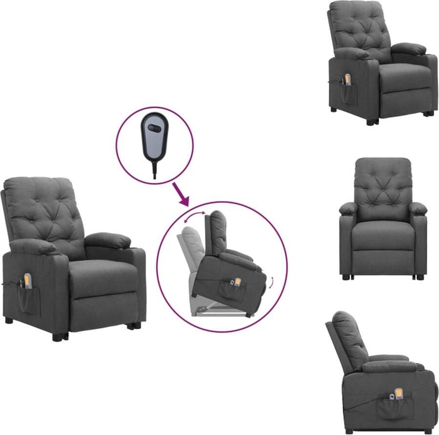 VidaXL Sta-op massagestoel lichtgrijs 78.5 x 93 x 96.5 cm verstelbaar massage- en heffunctie Fauteuil - Foto 6