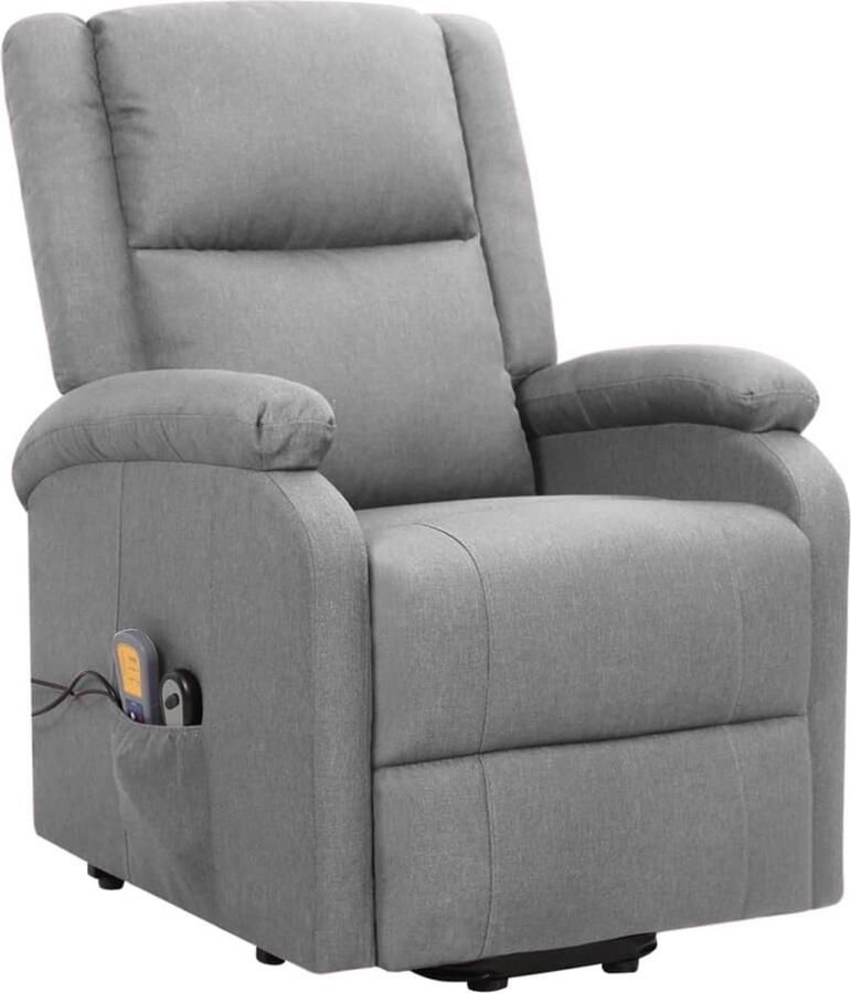 VidaXL Sta-op-massagestoel Lichtgrijs Stof Sta-op Massagestoel Ergonomische Stoel Relaxstoel Leesfauteuil Grijs Meubilair Comfortabele Stoel Elektrisch Bedienbare Stoel - Foto 2