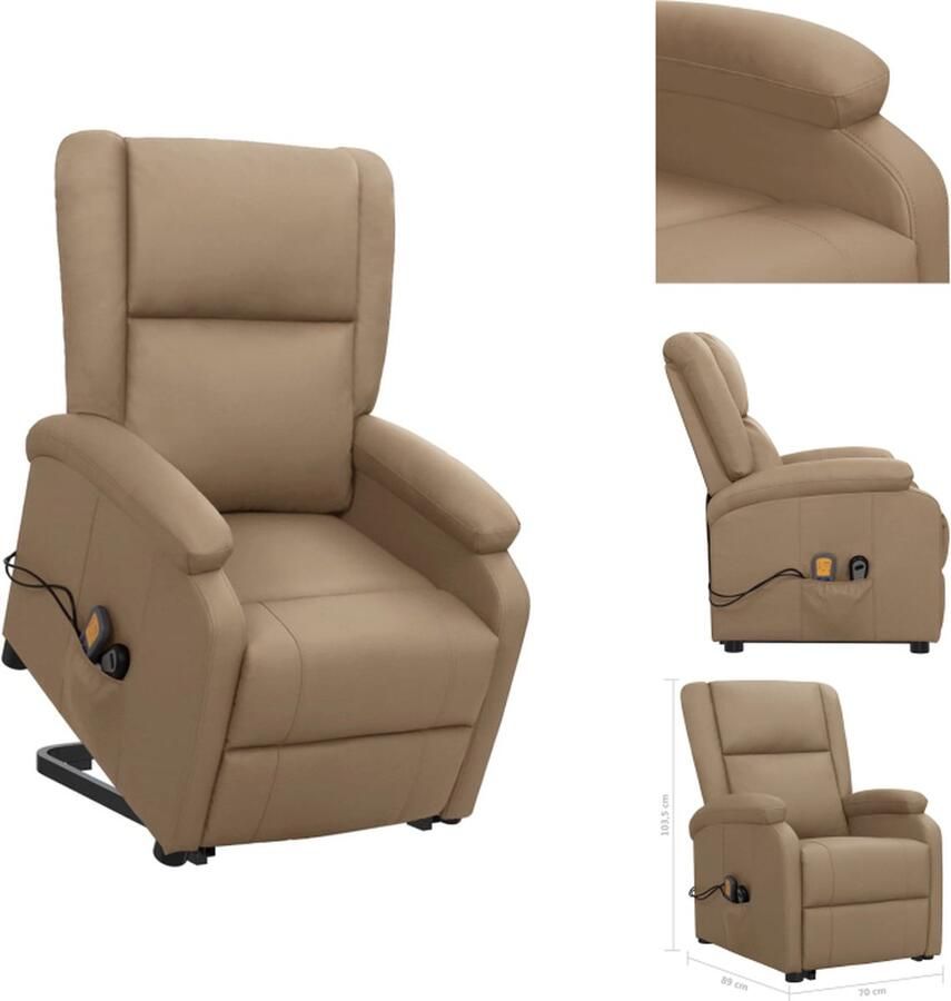VidaXL Sta-opstoel Sta-opstoelen Staopstoel Sta Op Stoel Sta-op-massagestoel kunstleer cappuccinokleurig - Foto 3