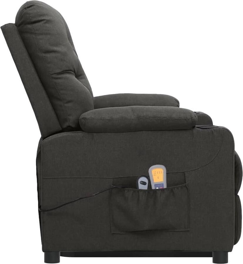 VidaXL Sta-op Massagestoel Stof Donkergrijs Sta-op Functie Massagerstoel Ergonomische Stoel Comfortstoelen Relaxfauteuil