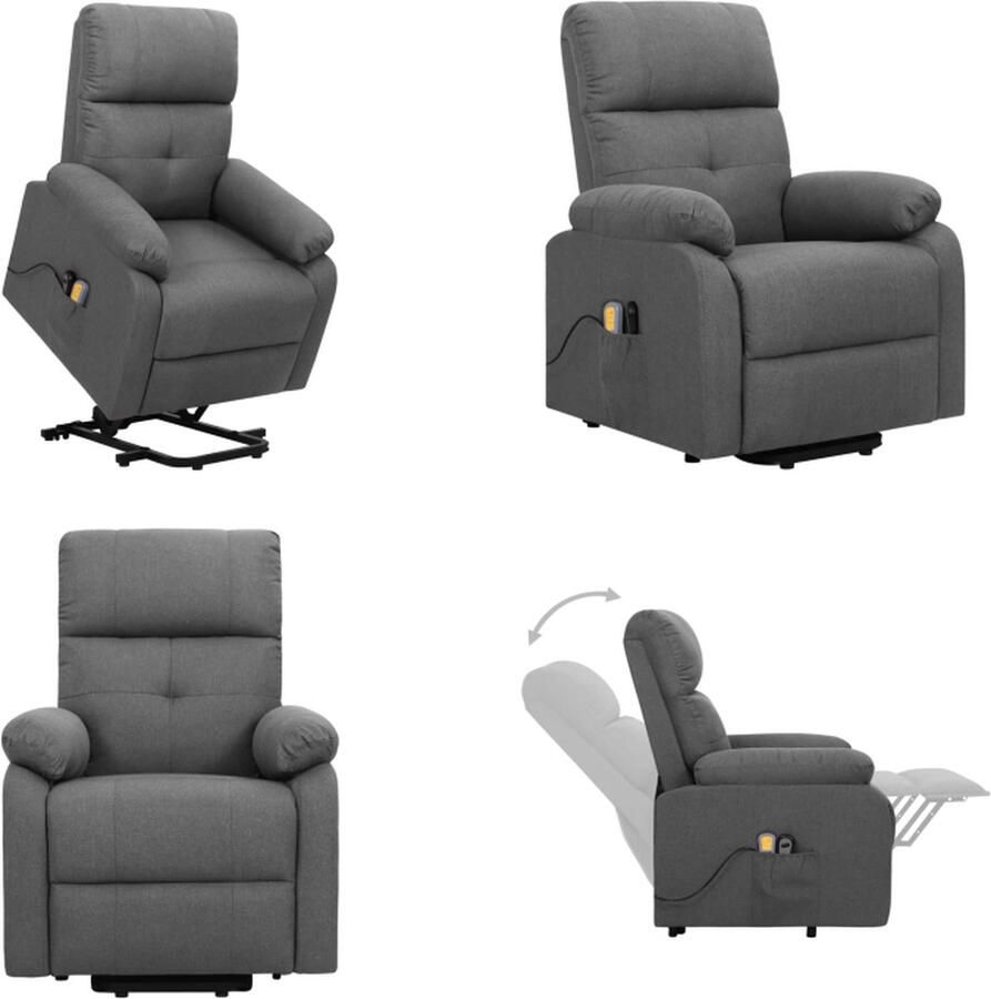 VidaXL Sta-op-massagestoel stof donkergrijs Sta-opstoel Sta-opstoelen Staopstoel Sta Op Stoel