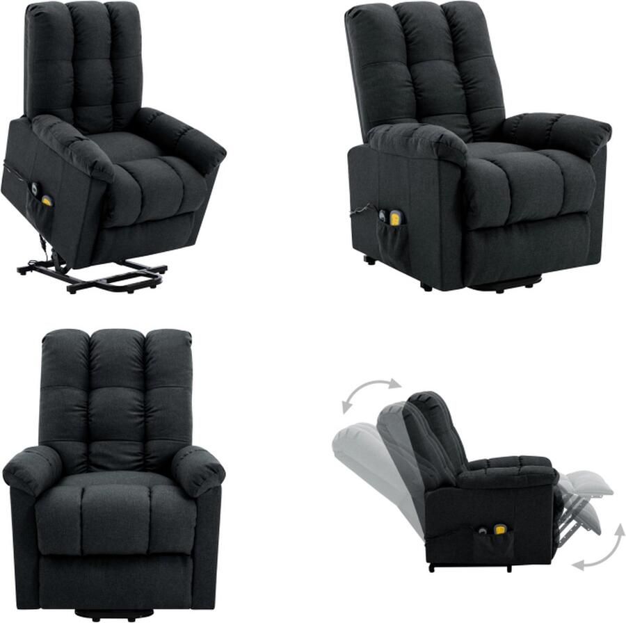 VidaXL Sta-op-massagestoel stof donkergrijs Sta-opstoel Sta-opstoelen Staopstoel Sta Op Stoel