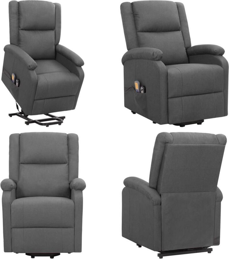 VidaXL Sta-op-massagestoel stof donkergrijs Sta-opstoel Sta-opstoelen Staopstoel Sta Op Stoel