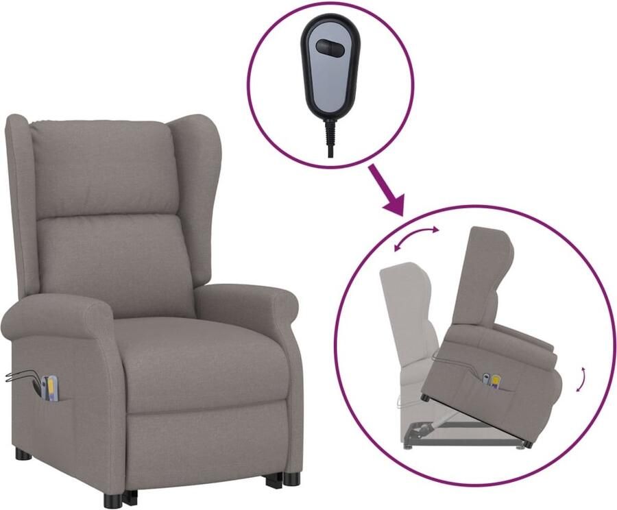 VidaXL -Sta-op-massagestoel-stof-taupe - Foto 2