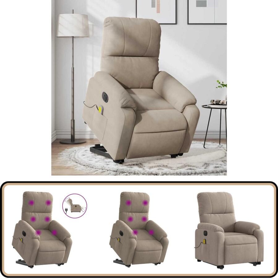 VidaXL Sta-op-massagestoel Taupe Elektrisch Verstelbaar Elektrische Massagestoel Sta Op Stoel Fauteuil Ergonomische Stoel Relaxstoel - Foto 3
