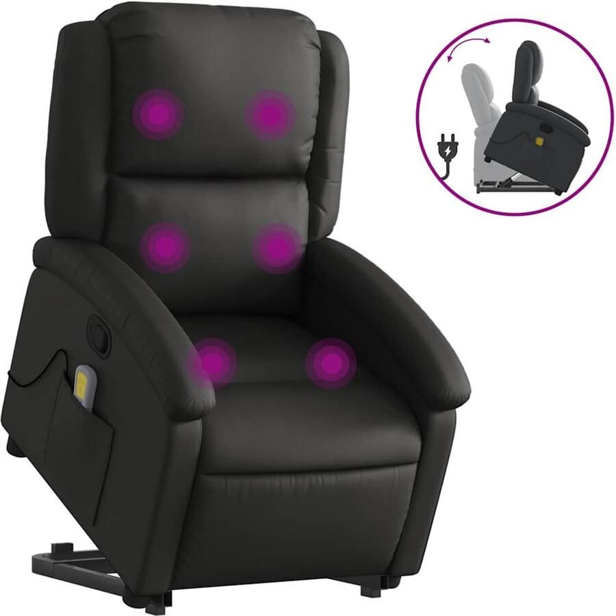 Vida XL vidaXL Sta-op-massagestoel verstelbaar echt leer zwart-VXL-3204266 - Foto 2