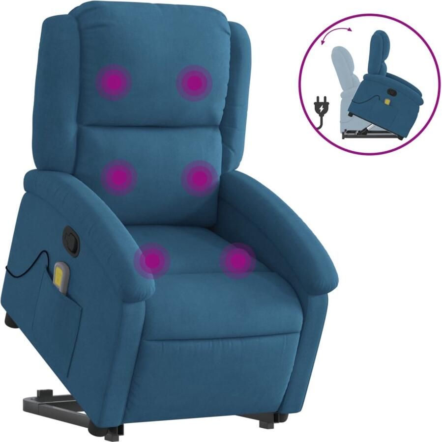 Vida xl vidaXL Sta-op-massagestoel verstelbaar fluweel blauw-VXL-3204321