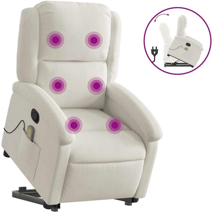 Vida XL vidaXL Sta-op-massagestoel verstelbaar fluweel crÃ¨mekleurig-VXL-3204320 - Foto 2