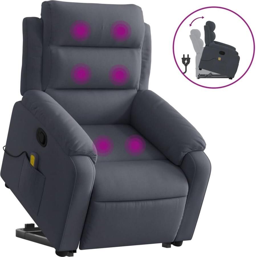 Vida XL vidaXL Sta-op-massagestoel verstelbaar fluweel donkergrijs-VXL-3205104