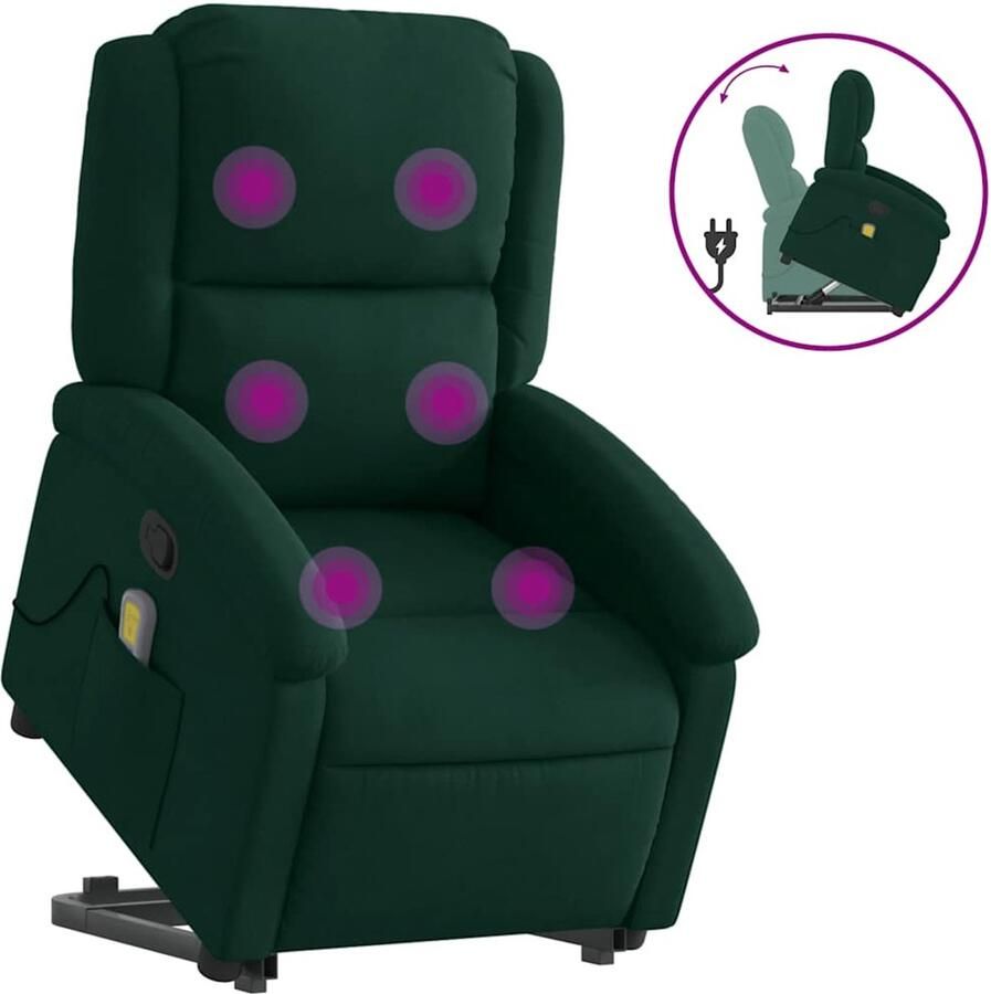 Vida XL vidaXL Sta-op-massagestoel verstelbaar fluweel donkergroen-VXL-3204313 - Foto 2