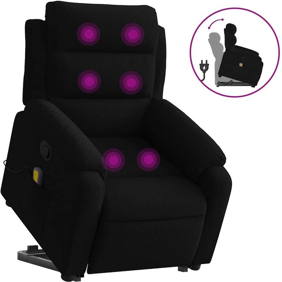 Vida XL vidaXL Sta-op-massagestoel verstelbaar fluweel zwart-VXL-3205109 - Foto 4
