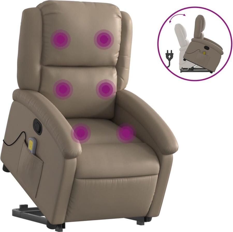Vida XL Sta-op-massagestoel verstelbaar kunstleer cappuccinokleurig SKU: V3204239 - Foto 3