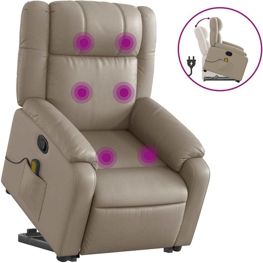 Vida XL vidaXL Sta-op-massagestoel verstelbaar kunstleer cappuccinokleurig-VXL-3205163 - Foto 2