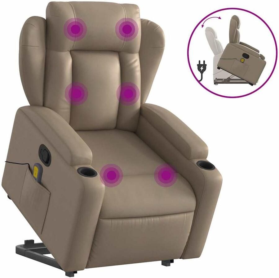 Vida XL vidaXL Sta-op-massagestoel verstelbaar kunstleer cappuccinokleurig-VXL-3204557 - Foto 3