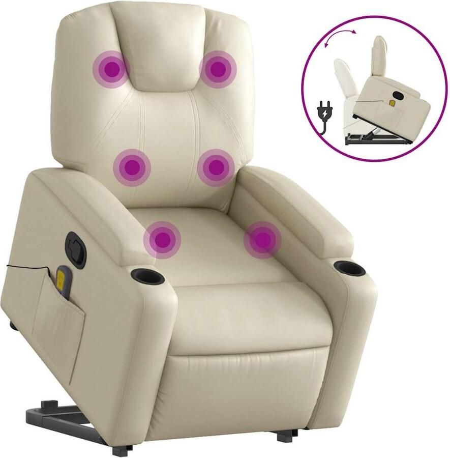 Vida XL Sta-op-massagestoel verstelbaar kunstleer crÃ¨mekleurig SKU: V3204438 - Foto 3