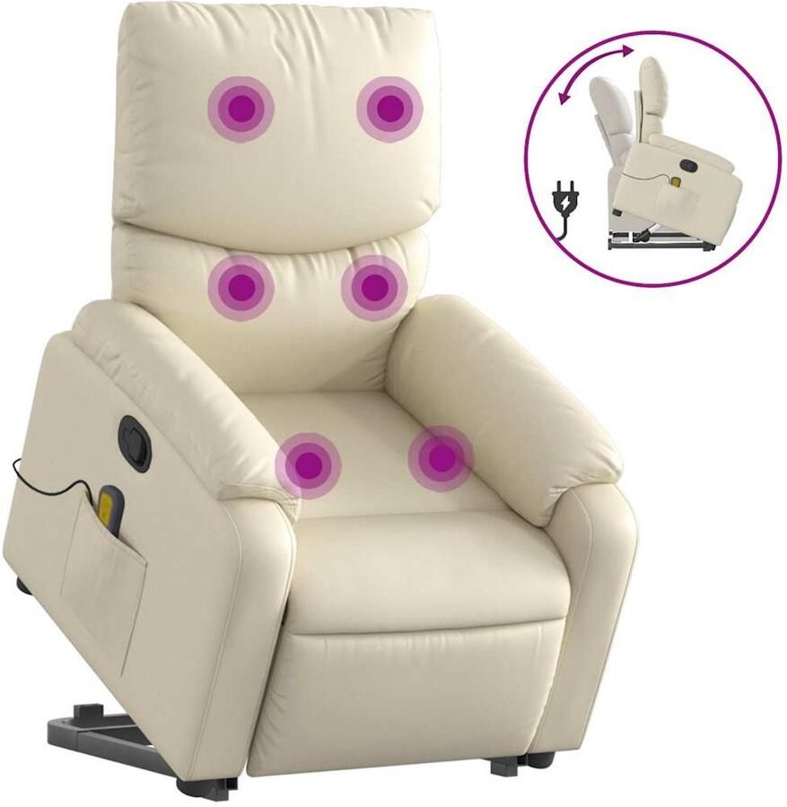 VidaXL Sta-op-massagestoel verstelbaar kunstleer crèmekleurig