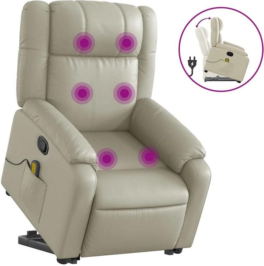 Vida XL vidaXL Sta-op-massagestoel verstelbaar kunstleer crÃ¨mekleurig-VXL-3205158 - Foto 3