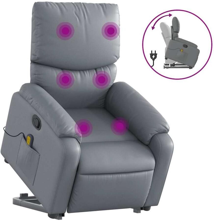 Vida XL vidaXL Sta-op-massagestoel verstelbaar kunstleer grijs-VXL-3204896
