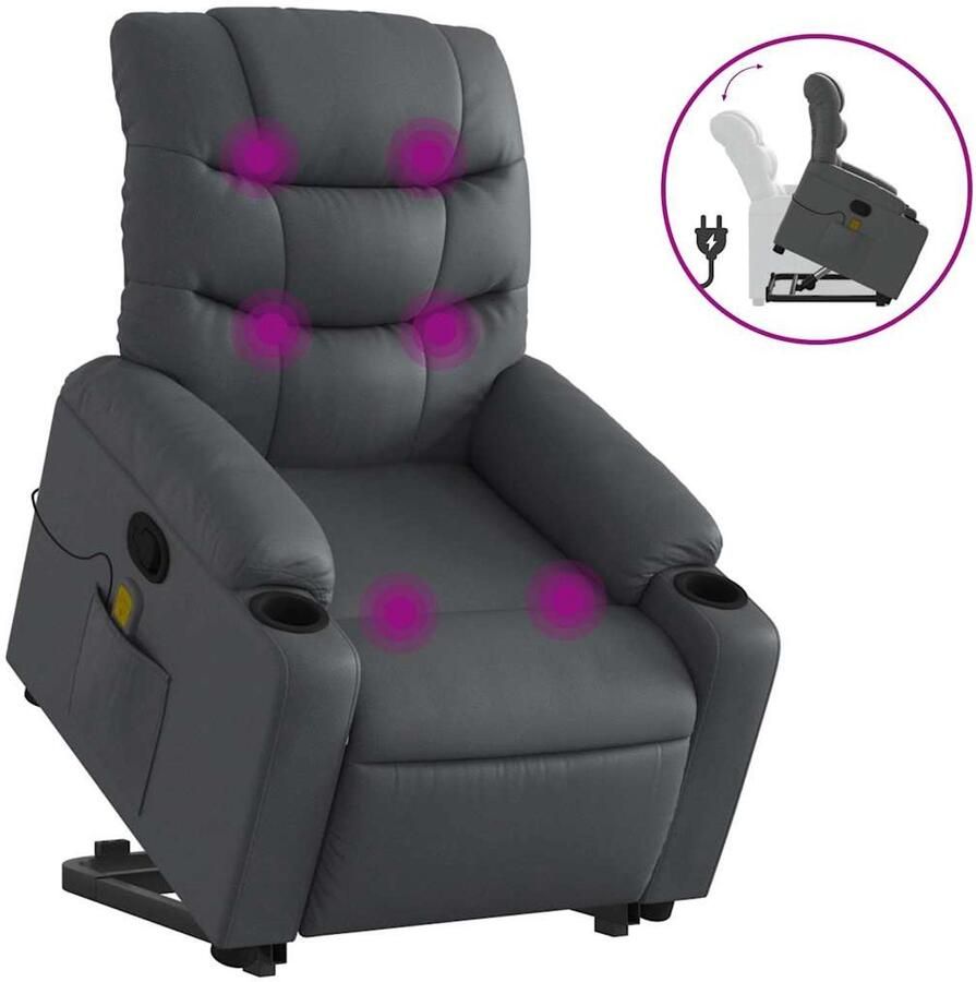 Vida XL vidaXL Sta-op-massagestoel verstelbaar kunstleer grijs-VXL-3206609 - Foto 2