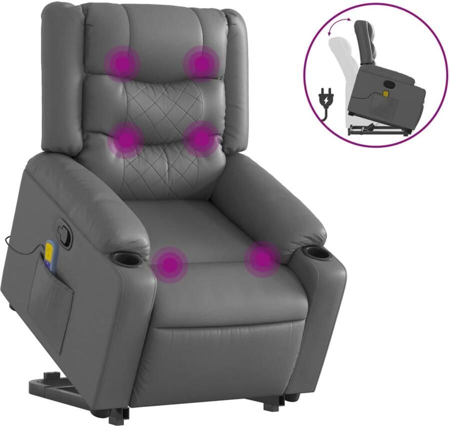 Vida XL vidaXL Sta-op-massagestoel verstelbaar kunstleer grijs-VXL-3206558 - Foto 2