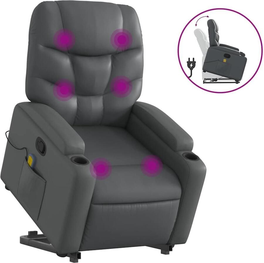 Vida XL vidaXL Sta-op-massagestoel verstelbaar kunstleer grijs-VXL-3204668 - Foto 3