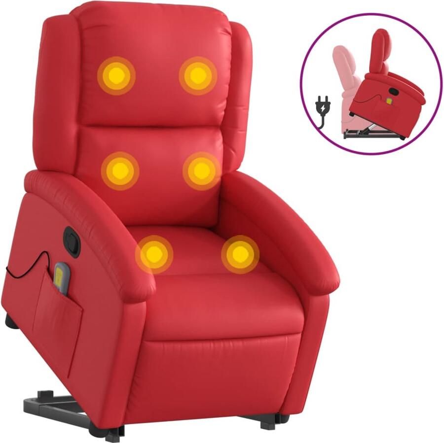 VidaXL Sta-op-massagestoel verstelbaar kunstleer rood