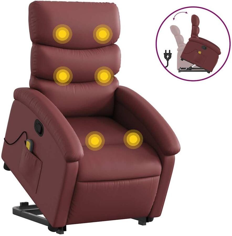 VidaXL Sta-op-massagestoel verstelbaar kunstleer wijnrood