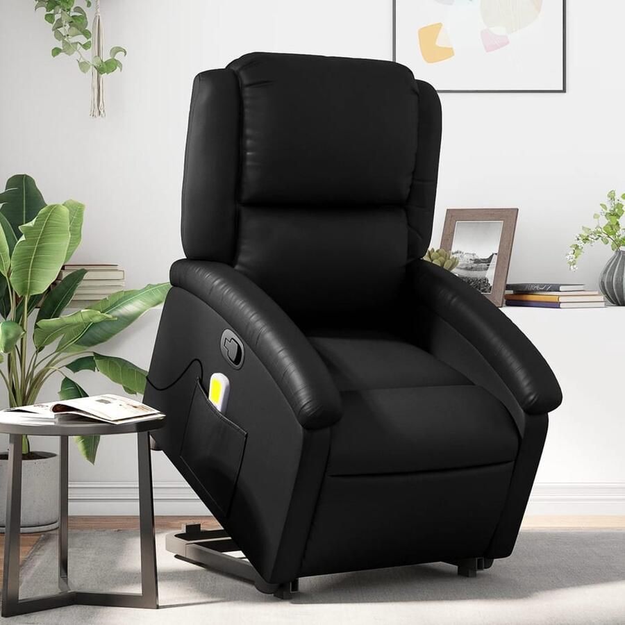 Vida XL vidaXL Sta-op-massagestoel verstelbaar kunstleer zwart-VXL-3204233