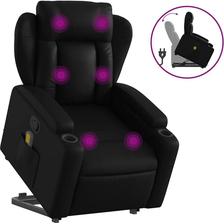Vida XL vidaXL Sta-op-massagestoel verstelbaar kunstleer zwart-VXL-3204551 - Foto 2