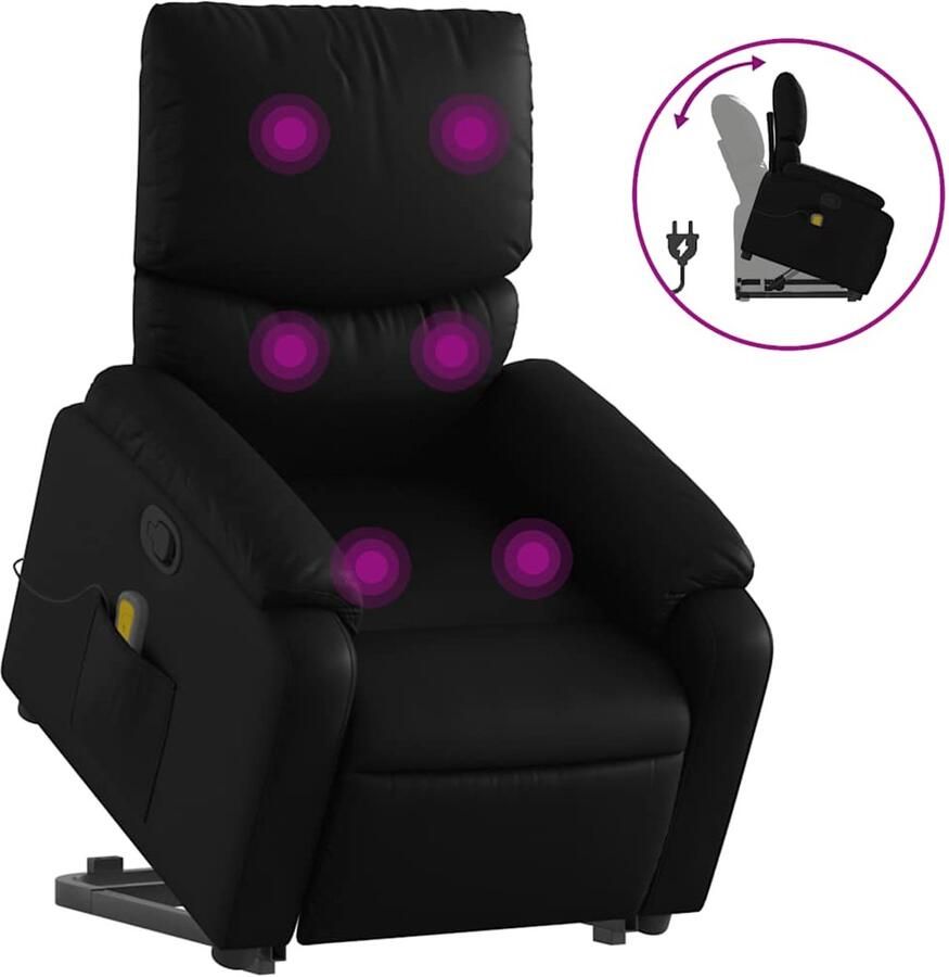 Vida XL vidaXL Sta-op-massagestoel verstelbaar kunstleer zwart-VXL-3204893