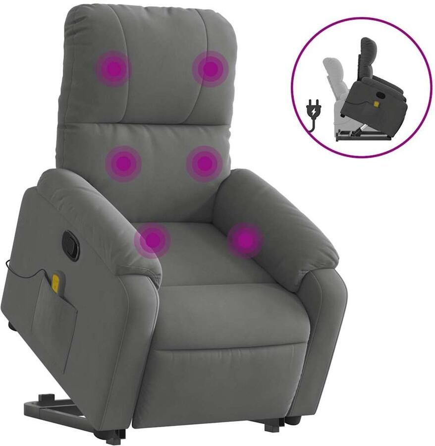 Vida XL vidaXL Sta-op-massagestoel verstelbaar microvezelstof donkergrijs-VXL-3204938