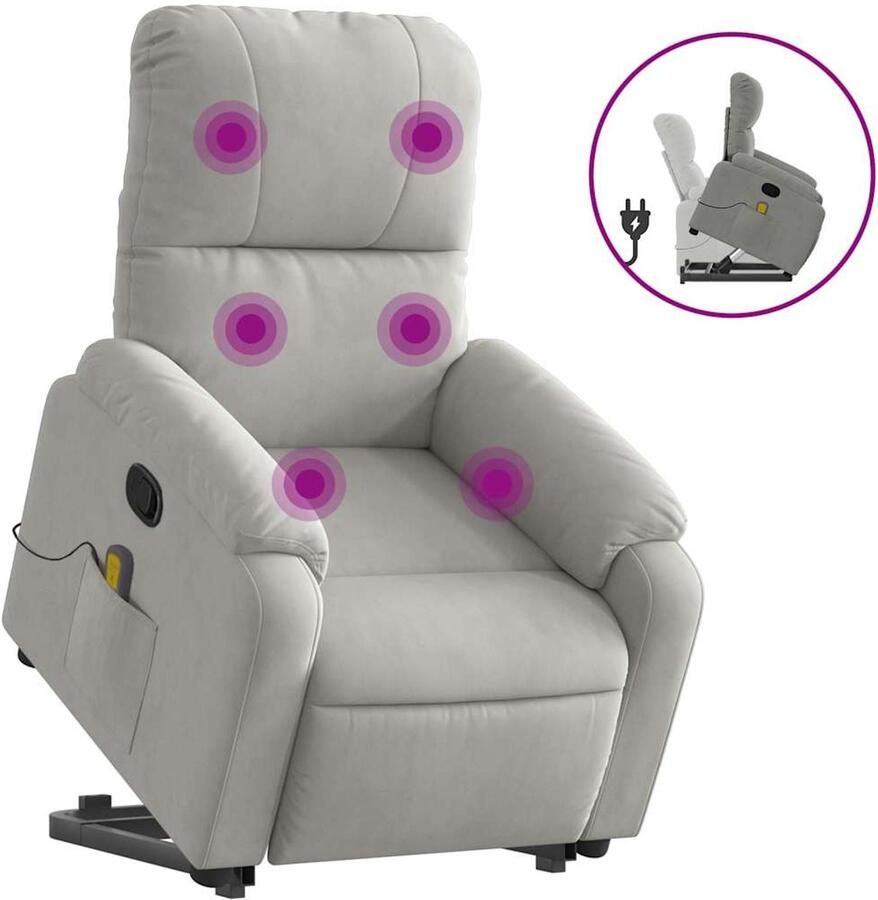 Vida XL vidaXL Sta-op-massagestoel verstelbaar microvezelstof lichtgrijs-VXL-3204937 - Foto 2