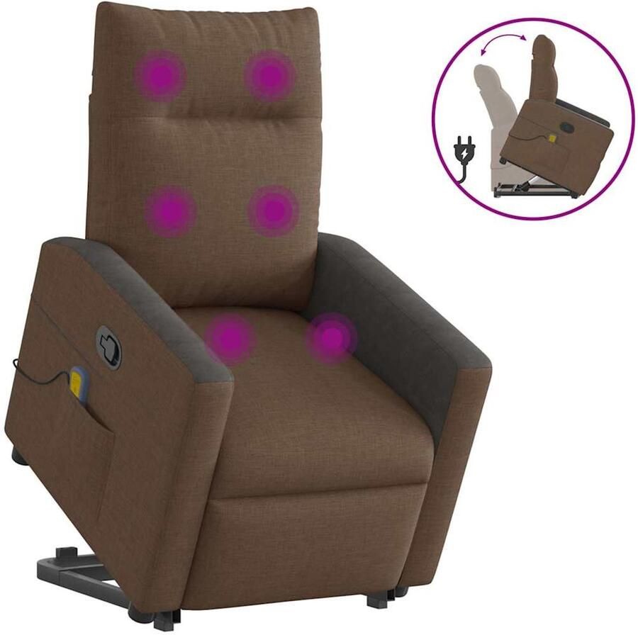 Vida XL vidaXL Sta-op-massagestoel verstelbaar stof bruin-VXL-3204498 - Foto 2