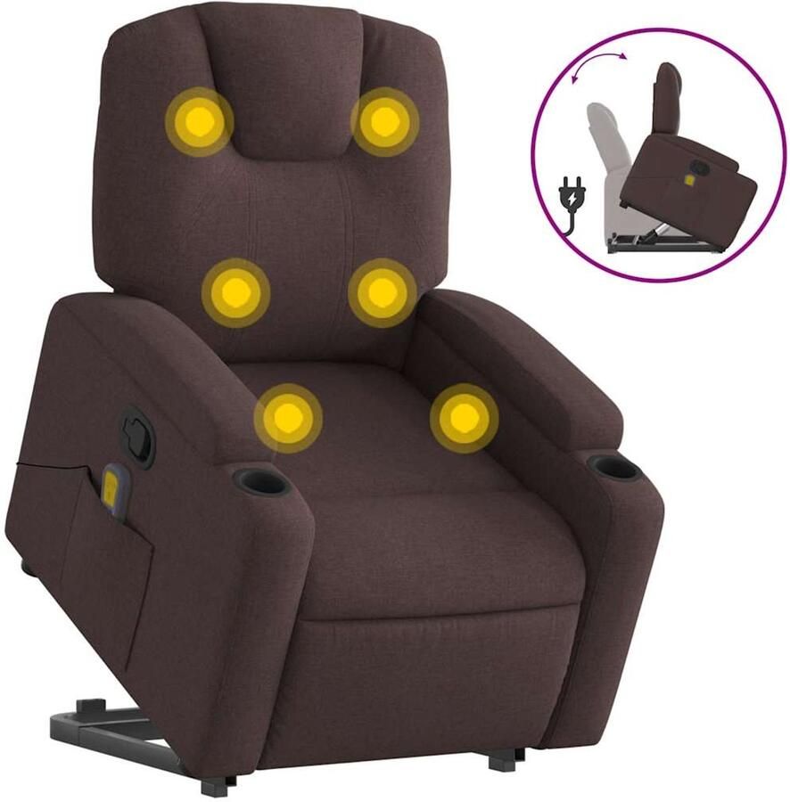 Vida xl vidaXL Sta-op-massagestoel verstelbaar stof donkerbruin-VXL-3204385