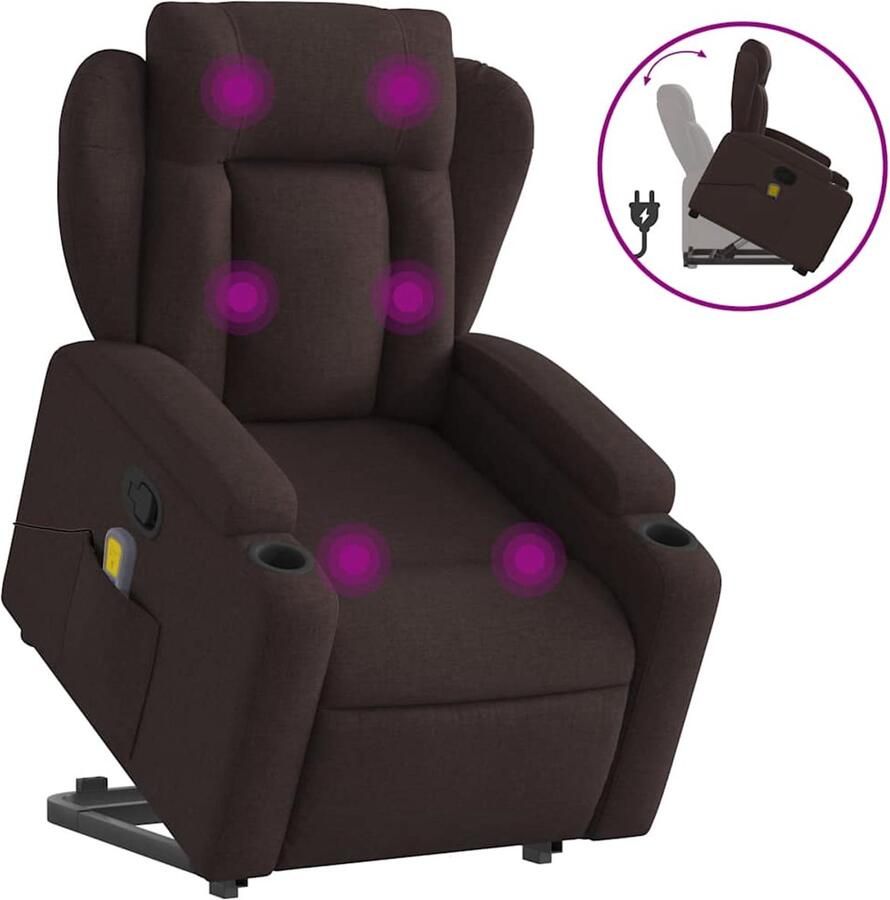Vida XL vidaXL Sta-op-massagestoel verstelbaar stof donkerbruin-VXL-3204499 - Foto 3