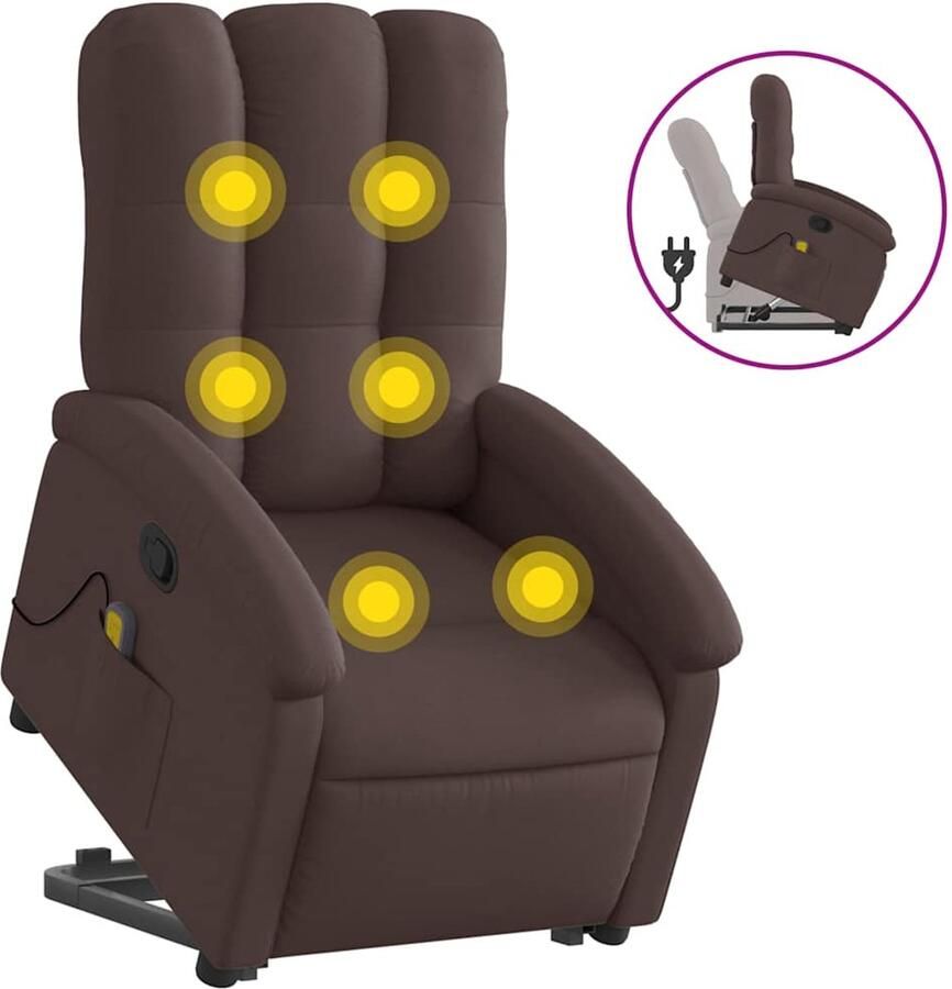 VidaXL Sta-op-massagestoel verstelbaar stof donkerbruin