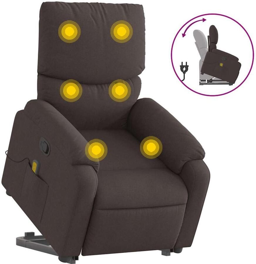 VidaXL Sta-op-massagestoel verstelbaar stof donkerbruin