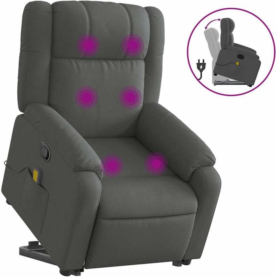 Vida XL vidaXL Sta-op-massagestoel verstelbaar stof donkergrijs-VXL-3205215