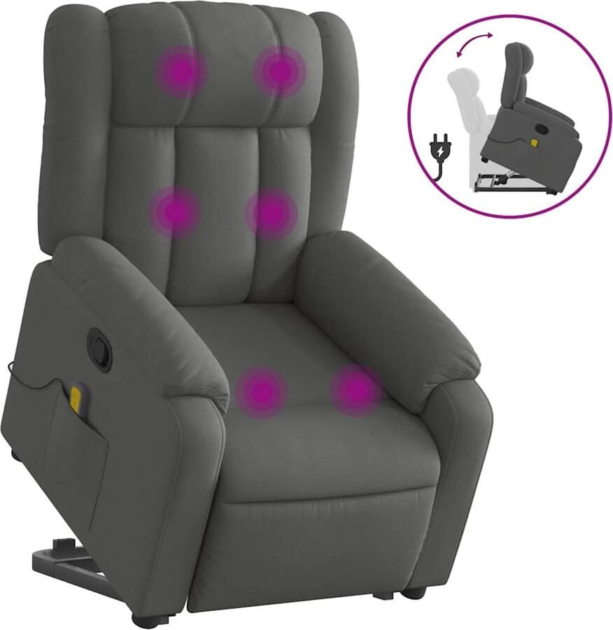 Vida XL vidaXL Sta-op-massagestoel verstelbaar stof donkergrijs-VXL-3205329