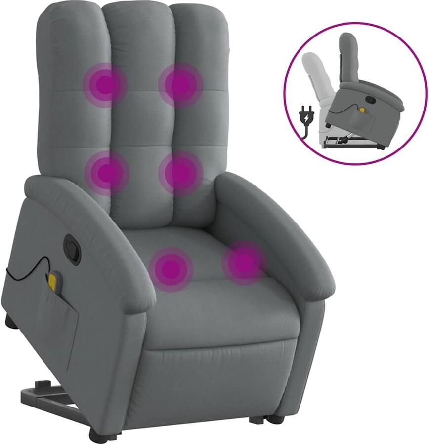 Vida XL vidaXL Sta-op-massagestoel verstelbaar stof donkergrijs-VXL-3204105