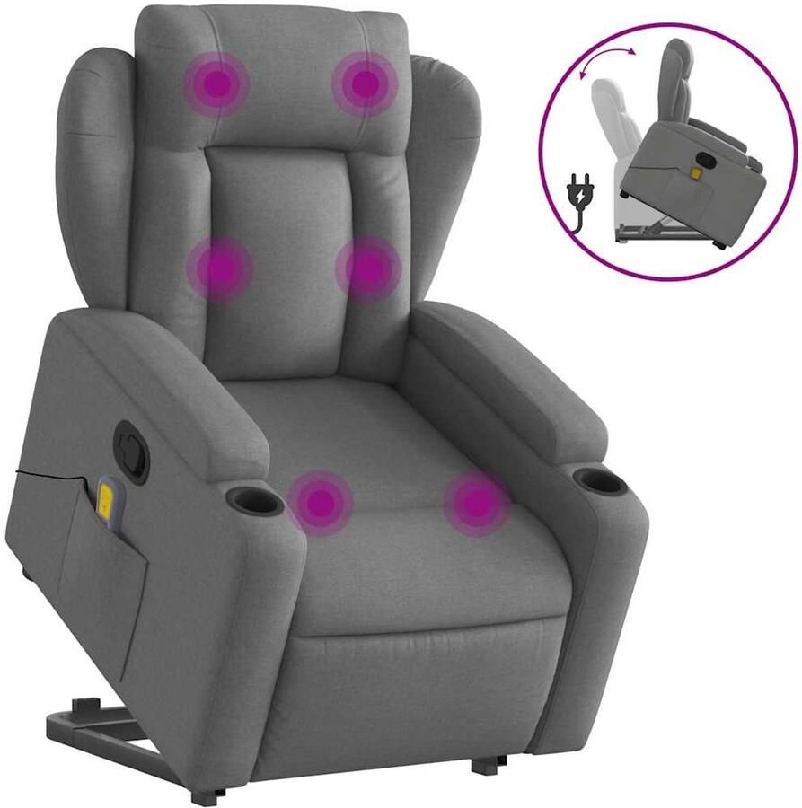 Vida XL vidaXL Sta-op-massagestoel verstelbaar stof donkergrijs-VXL-3204495