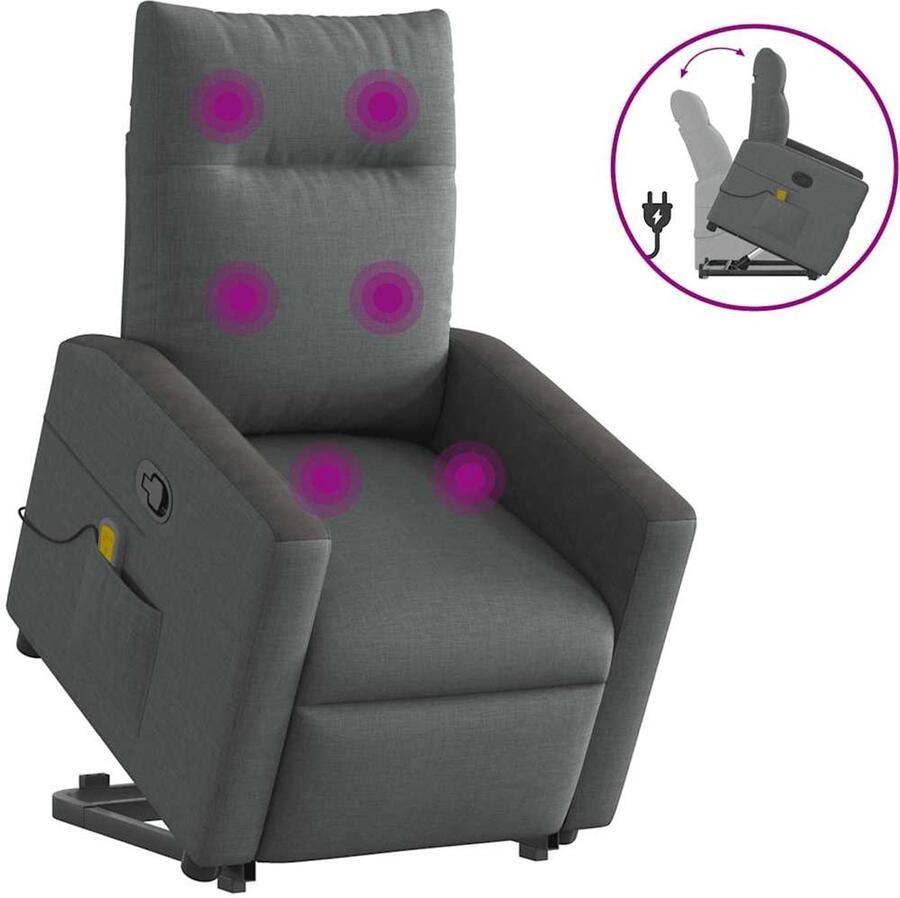 Vida XL vidaXL Sta-op-massagestoel verstelbaar stof donkergrijs-VXL-3204609 - Foto 12