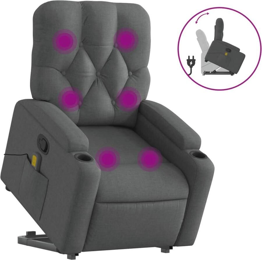 Vida XL vidaXL Sta-op-massagestoel verstelbaar stof donkergrijs-VXL-3204723 - Foto 3
