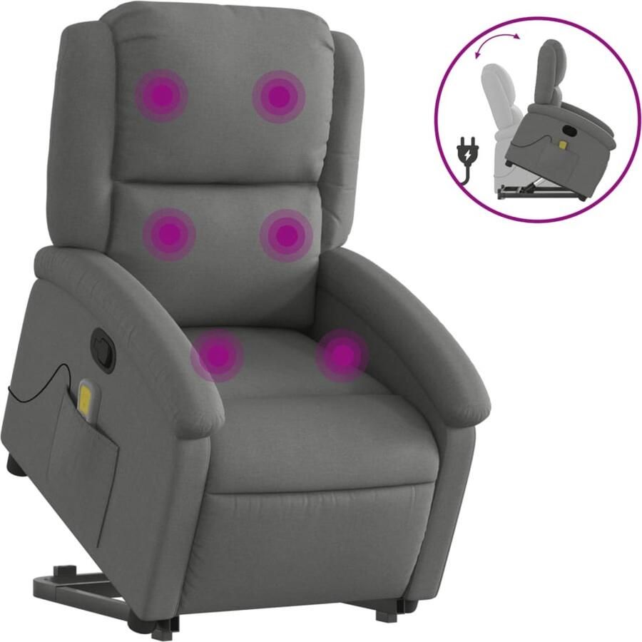 Vida XL vidaXL Sta-op-massagestoel verstelbaar stof donkergrijs-VXL-3204177
