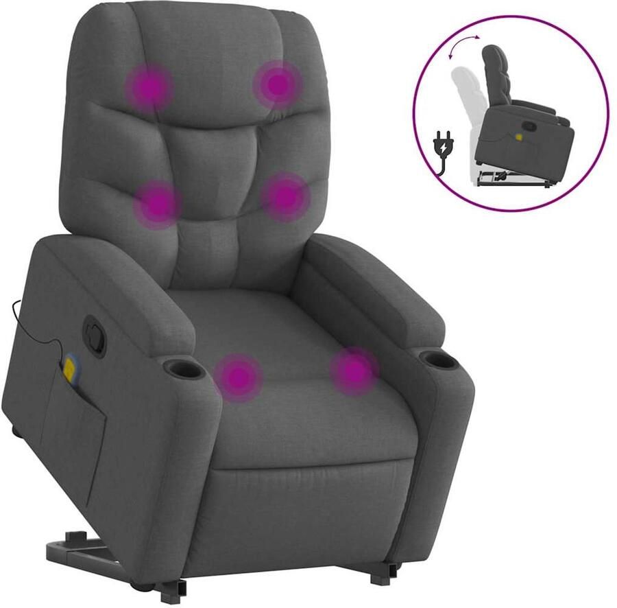 Vida XL vidaXL Sta-op-massagestoel verstelbaar stof donkergrijs-VXL-3204609